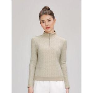 [이동수골프]여성 누비 방풍 반집업 긴팔티 베이지