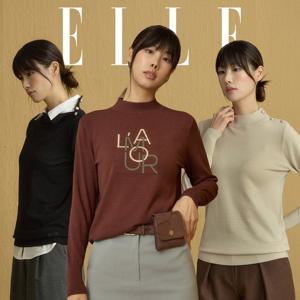 ★3종세트★[ELLE] 모크넥 버튼 풀오버니트 3종세트