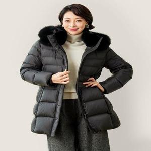 [마담엘레강스][마담엘레강스] [홈쇼핑HIT] 줄리안 폭스후드 머스크렛 카라 구스다운 코트 K234CT01