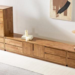 리디 2단 고무나무 거실장 1800 원목 수납 티비다이 낮은 도어형  TV장식장