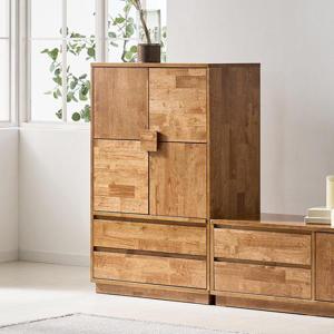 리디 고무나무 여닫이 서랍장 750 원목 다용도 수납장 속깊은 선반 장식장