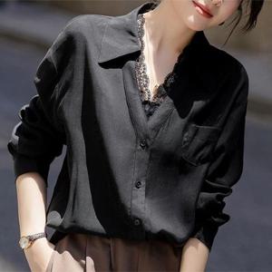 [패션시그널] 레이스와이라인넥 셔츠블라우스 C59F3D