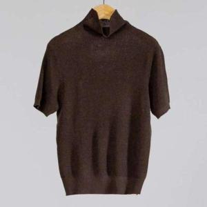 [애슬릿][애슬릿]반 목 반팔 니트 티셔츠 중년 여성 반팔 반폴라 엄마옷