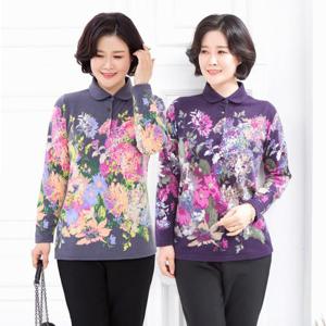 엄마옷 국화단추 기모 카라티셔츠 TK515770 중년여성의류/60대/70대/마담/빅사이즈/할머니옷