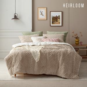 (Q/1세트)에어룸 수면온감 보온 니트 극세사 침구세트(이불1+패드1+베개커버2)