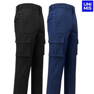 무료배송 유니미스 남성 봄가을 빅사이즈 스판 데님 카고 청바지 캐주얼 바지