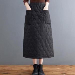 [옷자락]여성 겨울 누빔 퀄팅 롱 밴딩 패딩스커트