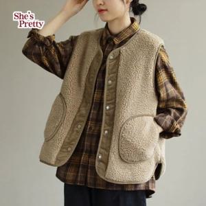 [쉬즈프리티] 제키코듀로이양털조끼 L까지_여성조끼