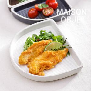 윤도자기 차곡 1/2 타원접시