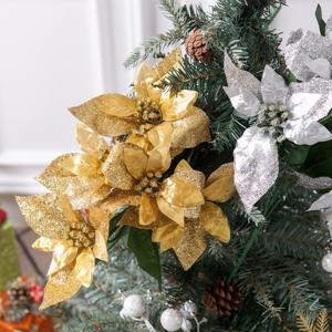 포인세티아 조화 시크릿 포인꽃 부쉬 중 40cm 4컬러 크리스마스 겨울 장식 소품 용품 인테리어 실크플라워