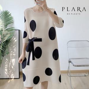 [플라라] (88까지)도트라인리본플리츠원피스_PK2SOP020C