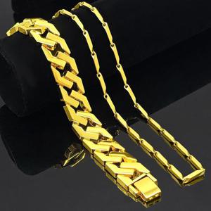 [지와이] 2종세트 팔찌 목걸이 남자 18k 도금 헤비육각체인 대나무육각 변색없는 금 싱크로율 골드 써지컬