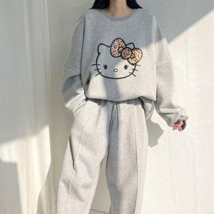 [567스타일]냐옹 겨울 여자 긴팔 티셔츠 기모 여성 맨투맨 박스 양기모 오버핏 롱 빅사이즈