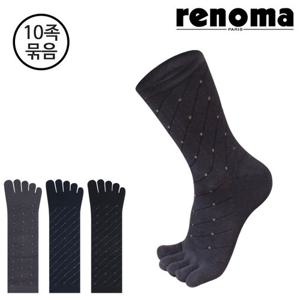 [레노마] 남성 빗금 중목 발가락양말 10족세트