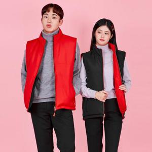 유투 양면 남성 여성 겨울 경량 패딩 조끼 베스트 레드/블랙