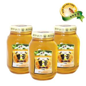 [백화농원 벌꿀] 스위트 허니 국내산 벌꿀 2.4kg x 3