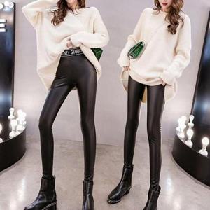 [셀러허브_여성트랜드패션]ONM 여성 무광 기모 가죽레깅스 팬츠 밴딩 레자 바지