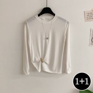 허니제이 / 1 + 1 미유크 라운드 스판 찰랑 긴팔티셔츠 4color