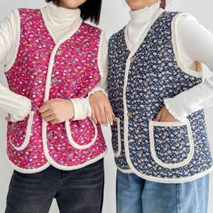 ★무료배송★꽃무늬 누빔안감 털조끼 10종 택1