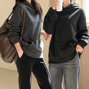 트렌디 루즈핏 기모후드티