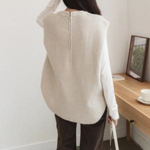 룰루제이 / 루즈핏 라운드 뒷지퍼 니트 조끼 베스트