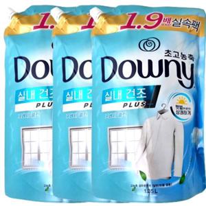 다우니 초고농축 섬유유연제 1.35L(드럼 일반 겸용) 실내건조 /프레쉬클린 리필x3개