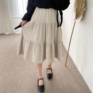 [마미누리]여성 골덴 캉캉스커트 플레어 롱 치마 밴딩 겨울 하의