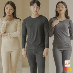[히트올] 남여내의 신축성좋은 부드러운 피치기모 겨울보온발열내복 상하세트