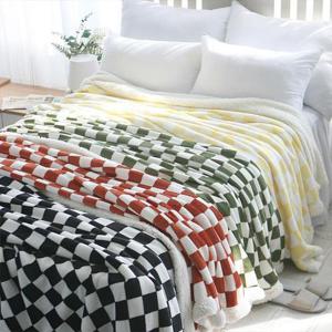 체크 초극세사 양털 싱글 담요 이불