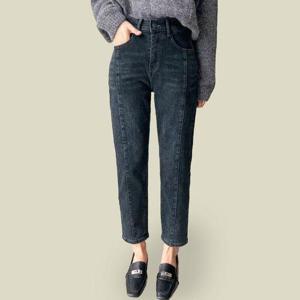 [디얼마미]라인 뒷밴딩 기모 데님 바지 /마담 미시 중년 여성 빅사이즈 40대 50대