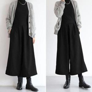 [셀러허브_여성트랜드패션]ONM 통치마바지 여자 뒷밴딩 와이드 팬츠 모직 9부 핀턱