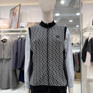 [크로커다일레이디]전판 로고 자가드 풀오픈 조끼 CLDWTS221_DG