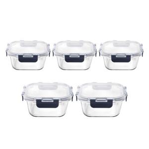 내열유리 스팀홀 밀폐용기 5종세트(정사각 320mlx3p+520mlx2p) 밀폐용기 반찬그릇 반찬통 선물세트
