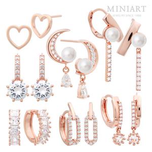 14K  골드필드 핀 로즈골드 일자침/원터치 링 귀걸이