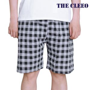 끌레오 남성 체크 5부 주머니 잠옷 바지