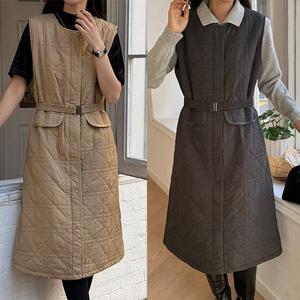 [H2.모데나 ] ★신상특가50%인하 ★ 누빔 오픈형 원피스 (벨트포함)