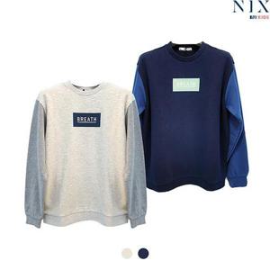 [닉스키즈][닉스키즈] 남아 CVC 3단쮸리 소매 배색 맨투맨_FKMSCTM801P