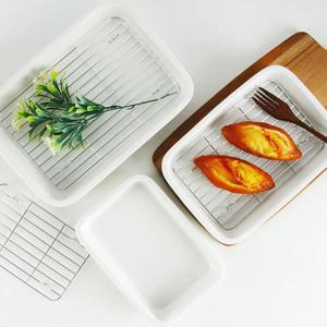 카밀리아 도자기 사각 트레이 대 30cm