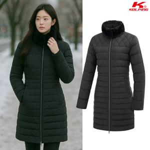 콜핑 여성 겨울 덕충전재 밍크퍼 등산 중기장 경량 패딩 자켓 KSC675SJ6W