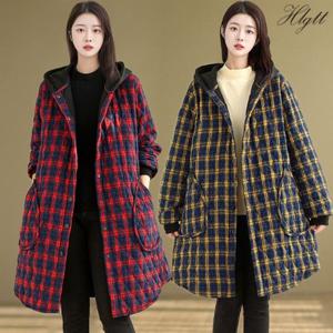 [헬리꽁땡]누빔체크롱후드점퍼