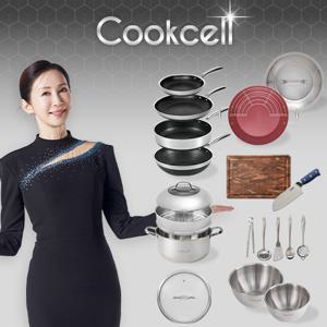 블랙큐브 쿡셀 홀로그램큐브팬+패밀리팬세트(프라이팬22cm, 프라이팬28cm, 소테팬28cm, 궁중팬28cm)+(32패밀리팬/뚜껑+28찜기+28유리뚜껑+키친툴5종)+쿡셀 믹싱볼2종(20cm, 24cm),쿡셀 곰솥, 복합뚜껑+(사은품)쿡셀 다마스커스 산도쿠나이프, 쿡셀 엔드그레인 티크도마
