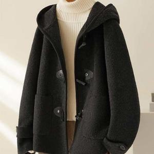 [패션시그널/99사이즈까지] 혼버튼 후드 모직하프코트 FEDFC6