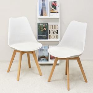 이지라이프 인테리어 가죽 쿠션 원목 에펠체어 식탁 카페 의자 2P(2인용)