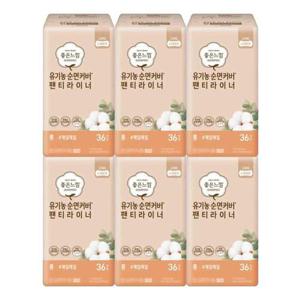 울트라날개 좋은느낌 유 기농 순면 팬티라이너 롱 36입x6개 화이트 HW95A2E5