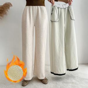 ★기모팬츠2종세트★크림 밴딩 기모안감 와이드 팬츠 2종