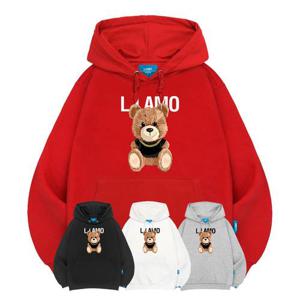 엘라모 기모H 스마일곰돌 후드티 남녀공용 빅사이즈 M~4XL