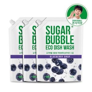 슈가버블 친환경 주방세제 블루베리드롭 리필 1.2L x 3개