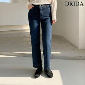 [드리다]여성 겨울 빅사이즈 밴딩 와이드 통바지 기모 데님 청바지 40-50대 미시 중년여성 엄마옷 캐주얼