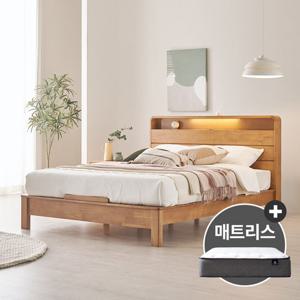 핀란디아 로렌스 원목 평상형 퀸침대Q+포켓매트리스
