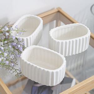 도자기 사각 화병 스트라이프 12.5x6.5cm 조화꽃 전용 꽃병 인테리어 장식 소품 원예 용품 꽃꽂이